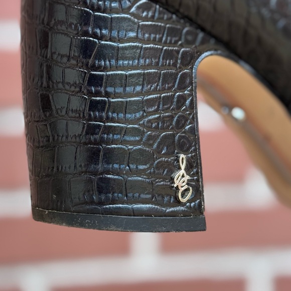 Sam Edelman Black Croc-Embossed Ankle Boots - Picture 11 of 11
